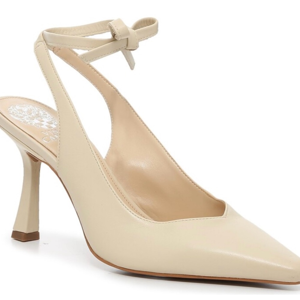 Vince Camuto Cream Slingback Heels with Pointed Toe